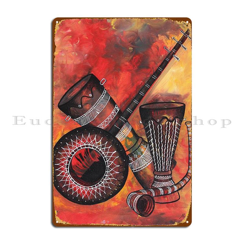 Musical Instrument Sign - Alat Musik Tanda Logam Garasi Klub