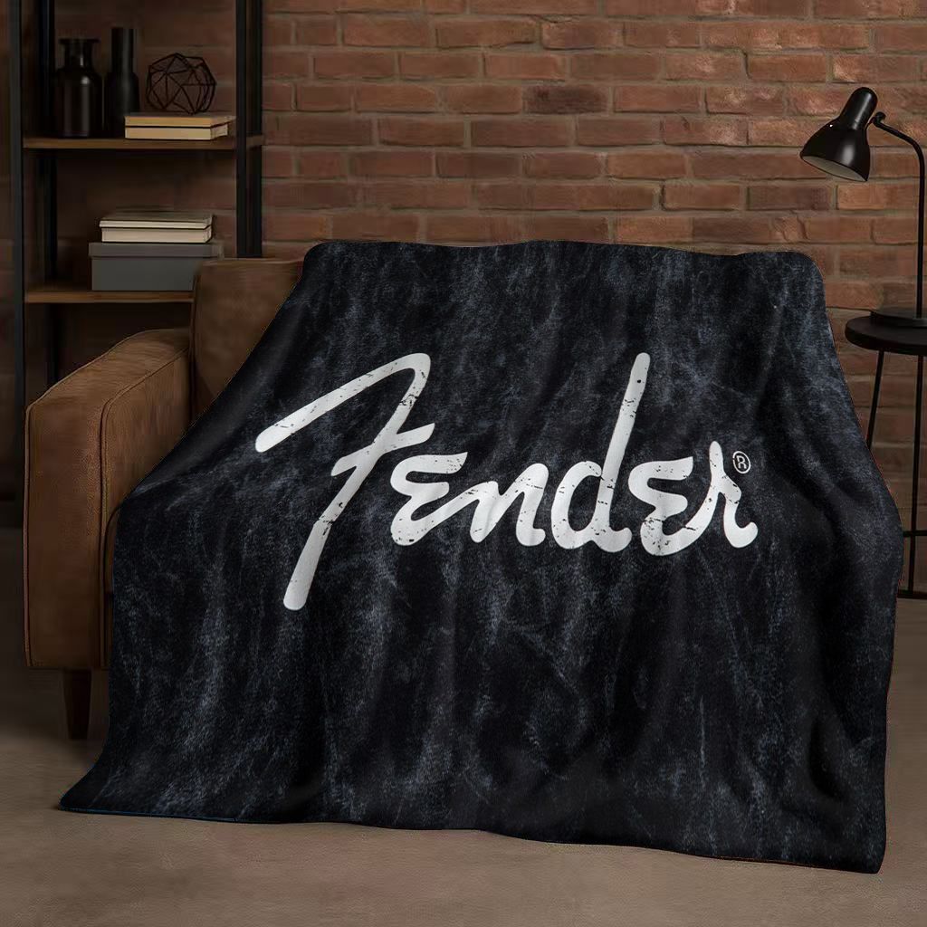 Musical Instrument Sign - Selimut Flanel Motif Gitar 3D F-Fender,