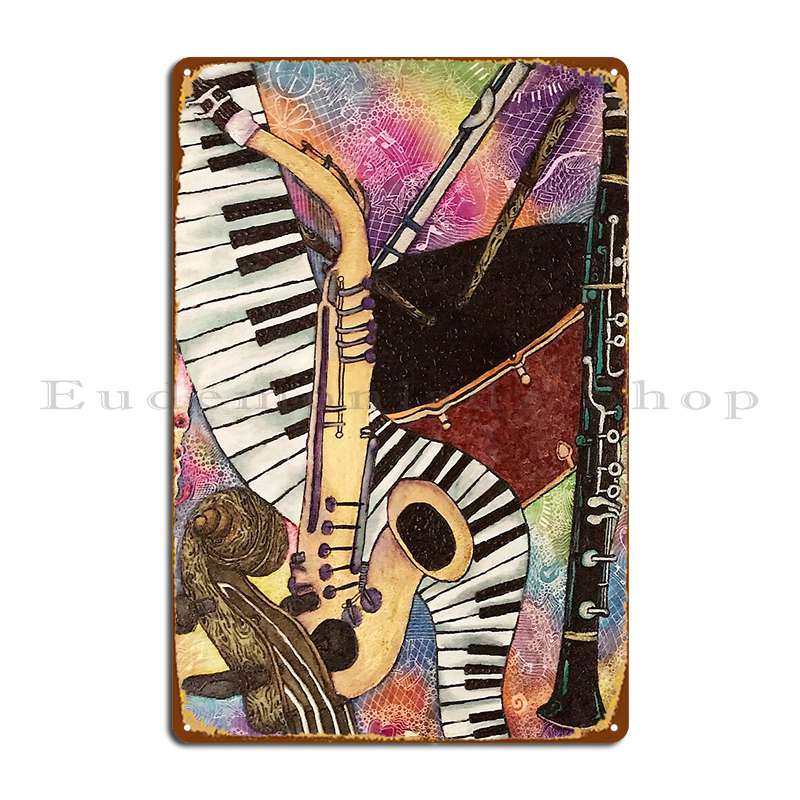 Musical Instrument Sign - Alat Musik Poster Plakat Logam Karakter