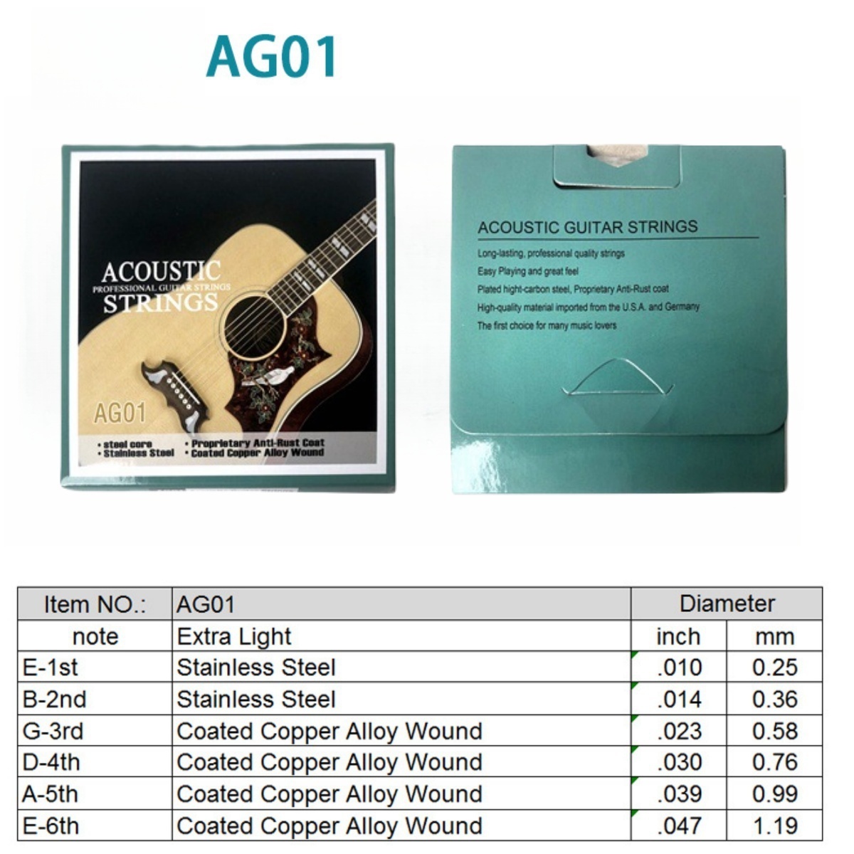 Miwayer 1 Set/6 Senar AG01 Sen - Musical Instrument Strings ulasan dan harga