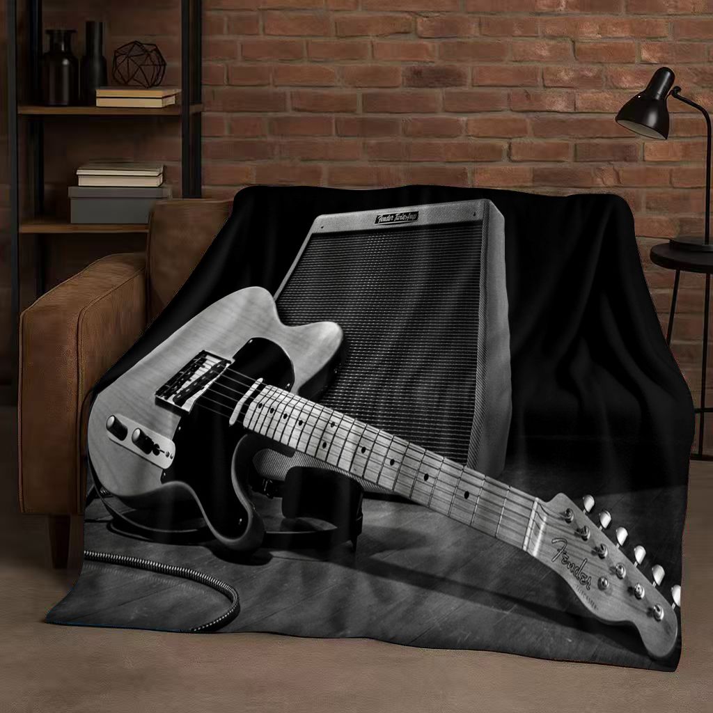 Selimut Flanel Motif Gitar 3D  - Musical Instrument Sign ulasan dan harga