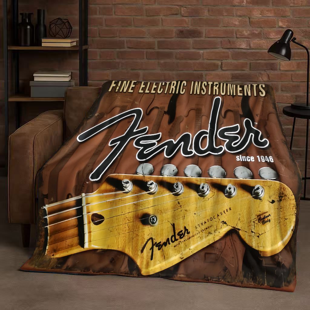 Selimut Flanel Motif Gitar 3D  - Musical Instrument Sign ulasan dan harga